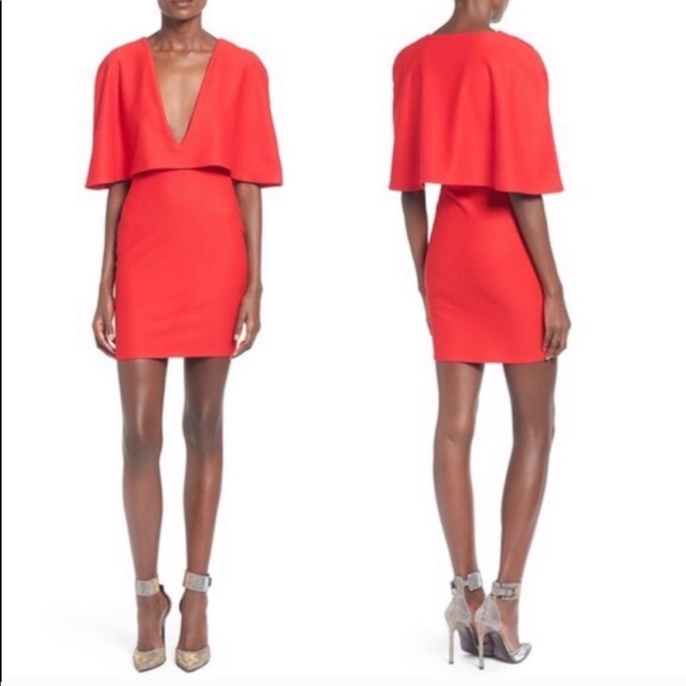 NWT Red Missguided Cape Dress.  Size 6
